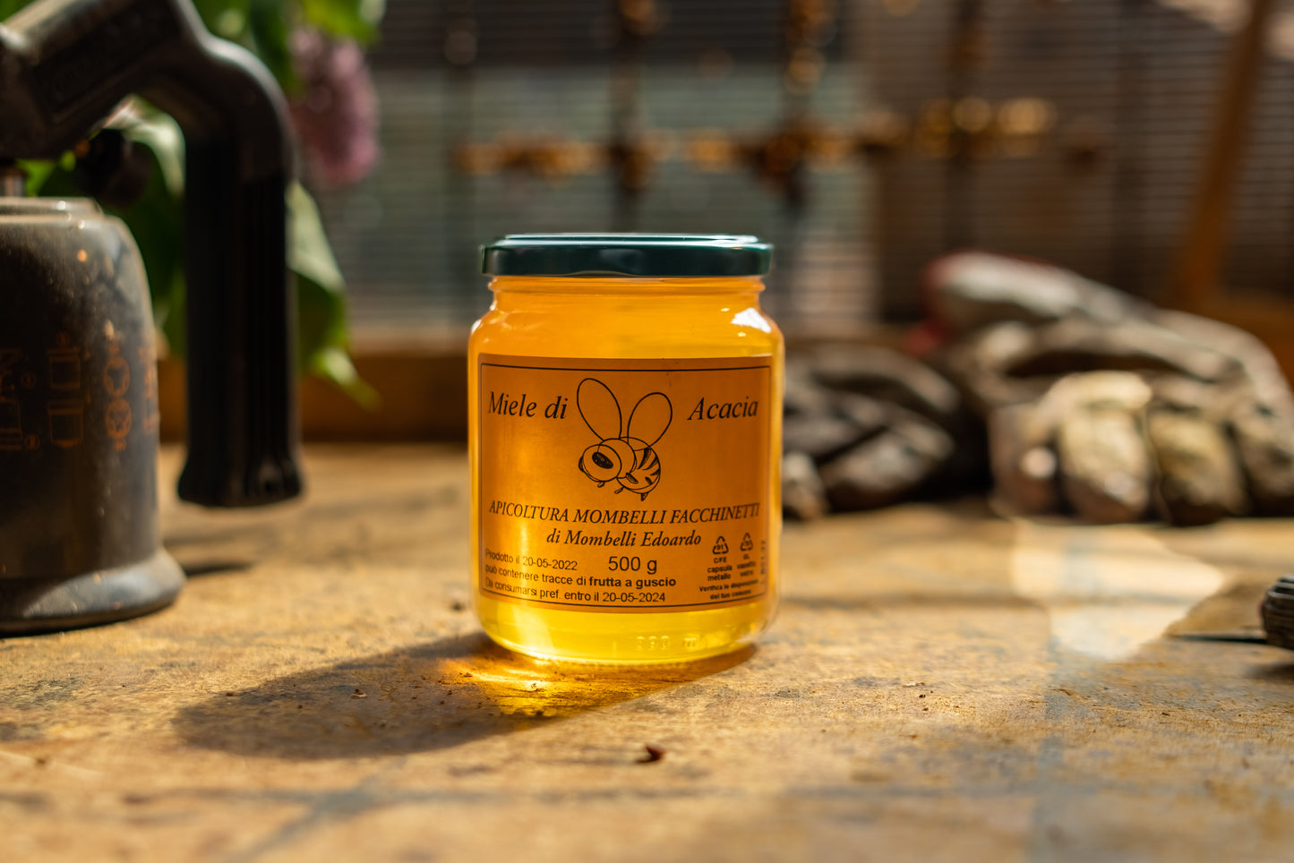 Vasetto di miele di acacia artigianale Apicoltura Mombelli 500 gr
