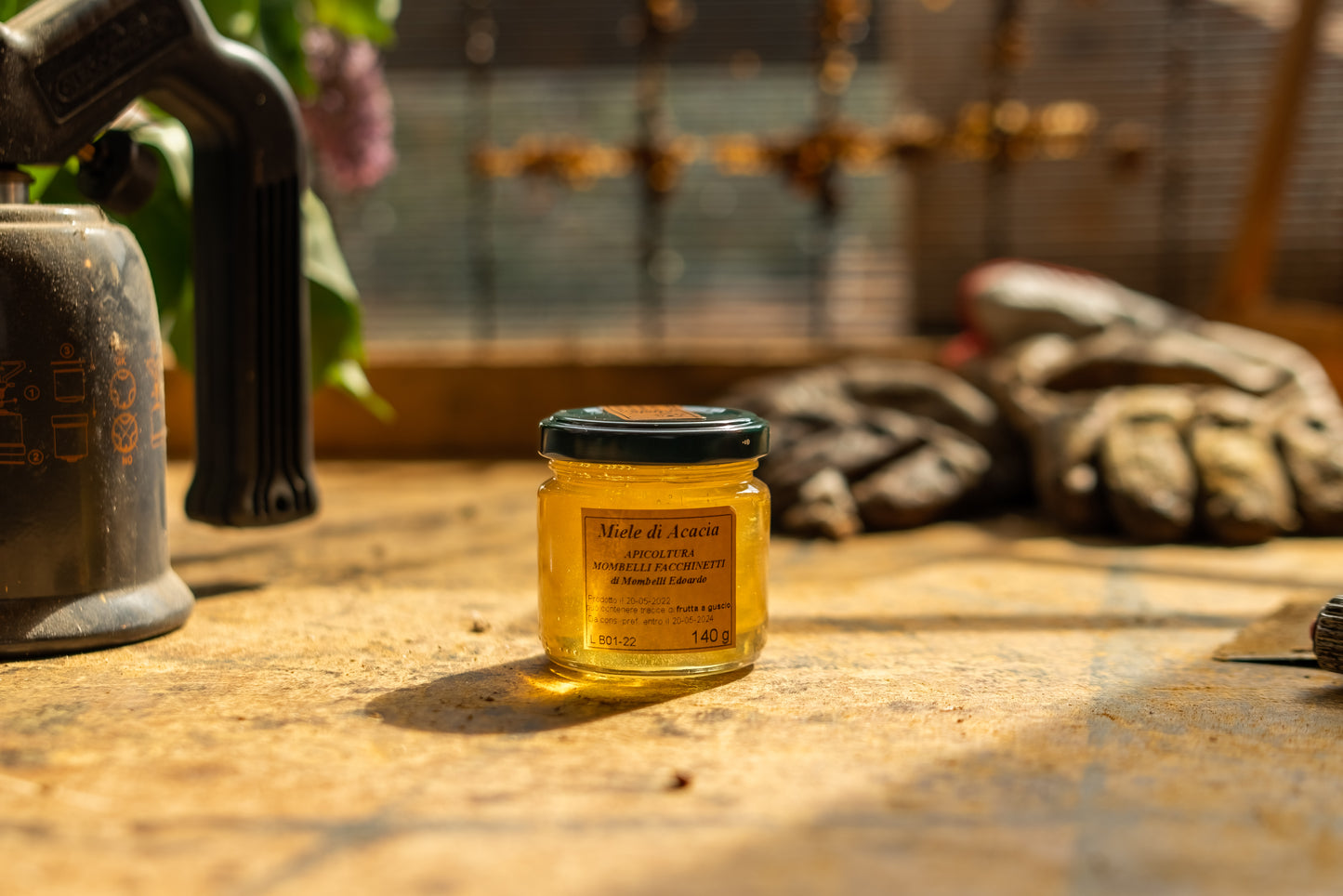 Vasetto di miele di acacia artigianale Apicoltura Mombelli 140 gr